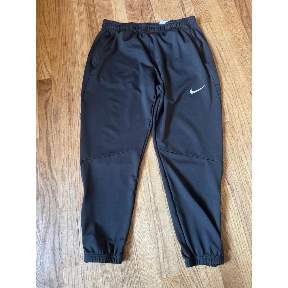 Nike Dri-FIT Mens Large Black Running Joggers Ankle Zip Training Pants CU5352
